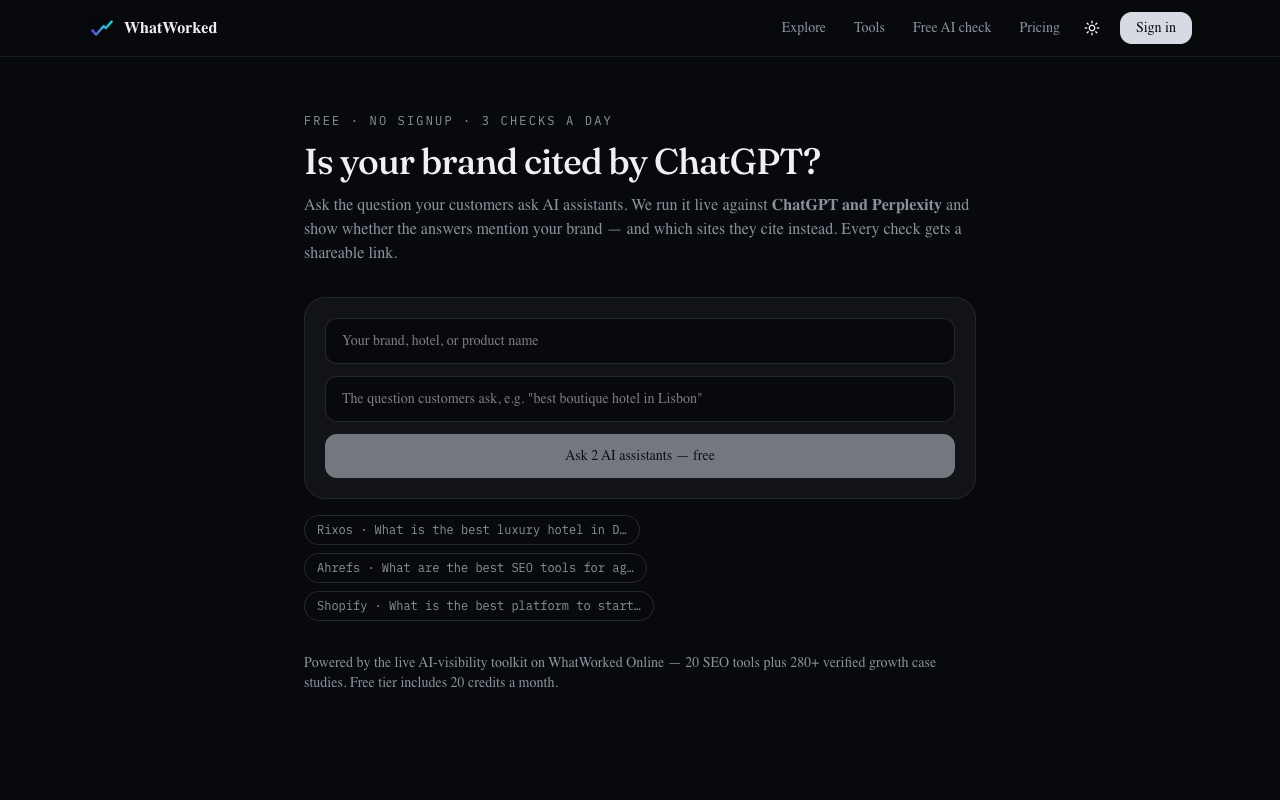 The free AI visibility checker